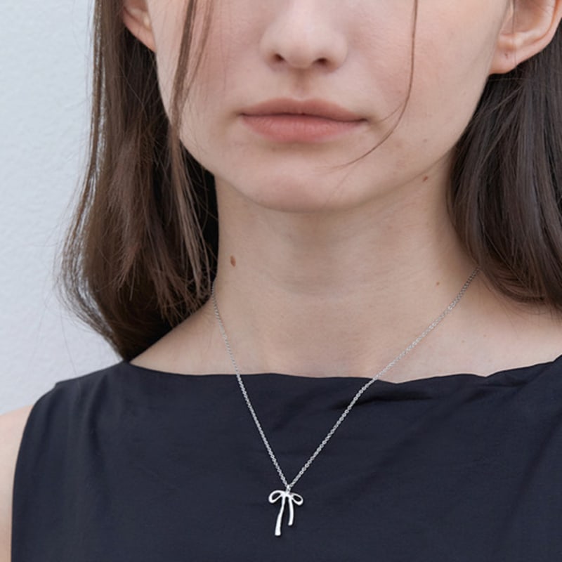 

halden ribbon pendant necklace (N021_silver) silver