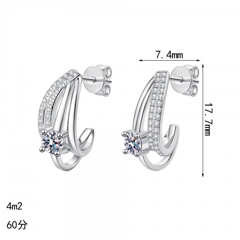 Sterling Double Layer Earrings Women With Moissanite Zircon Minimalist Chic Design 2025