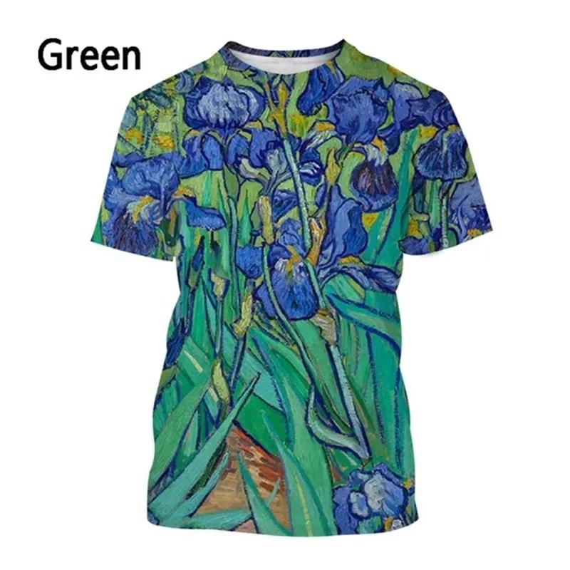 Art Oil Painting Graphic T Shirt For Men Starry Night 3D Printed T-Shirts Summer Casual Short Sleeve Round Neck Loose Tees Tops