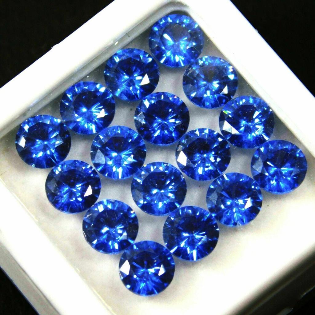 16 Pcs Natural 5x5 Mm Blue Sapphire Round Lot CERTIFIED Loose Gemstone Sj-184132