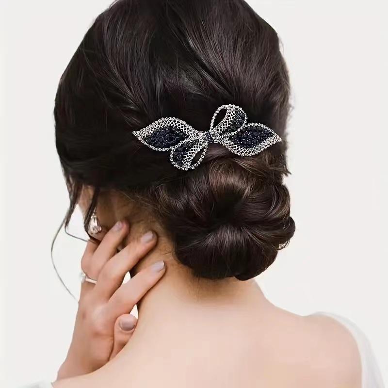 Fashion Elegant Zircon Hollow Butterfly Knot Hairpin Accessories For Women Retro Luxury Spring Clip Headwear Mom's Jewelry Gift