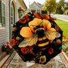1pc Bee Flowers Automatic Folding Umbrella, Heavy Duty 8 Rib Iron Frame,  Suitable for Travel, Daily Use, Birthday, Decor Gift M0104067