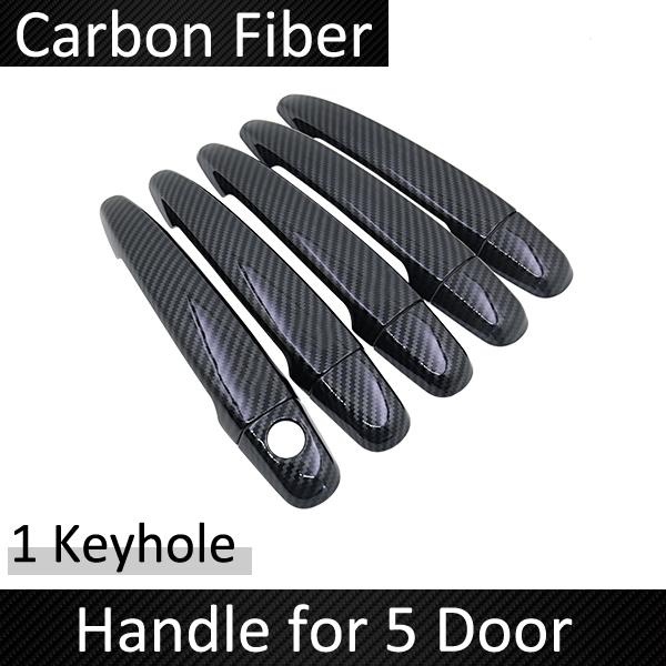 Black Carbon Fiber Door Handle Cover for Toyota Land Cruiser Prado 120 J120 L120 2003~2009 Accessories Stickers Trim Set Chrome