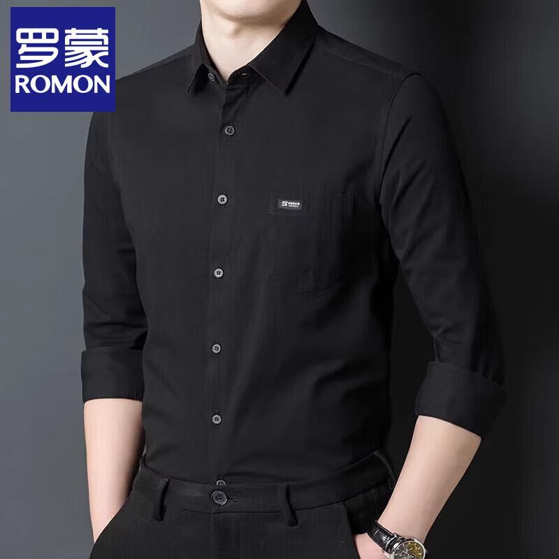ROMON Men's Pure Cotton Long-Sleeve Casual Shirt