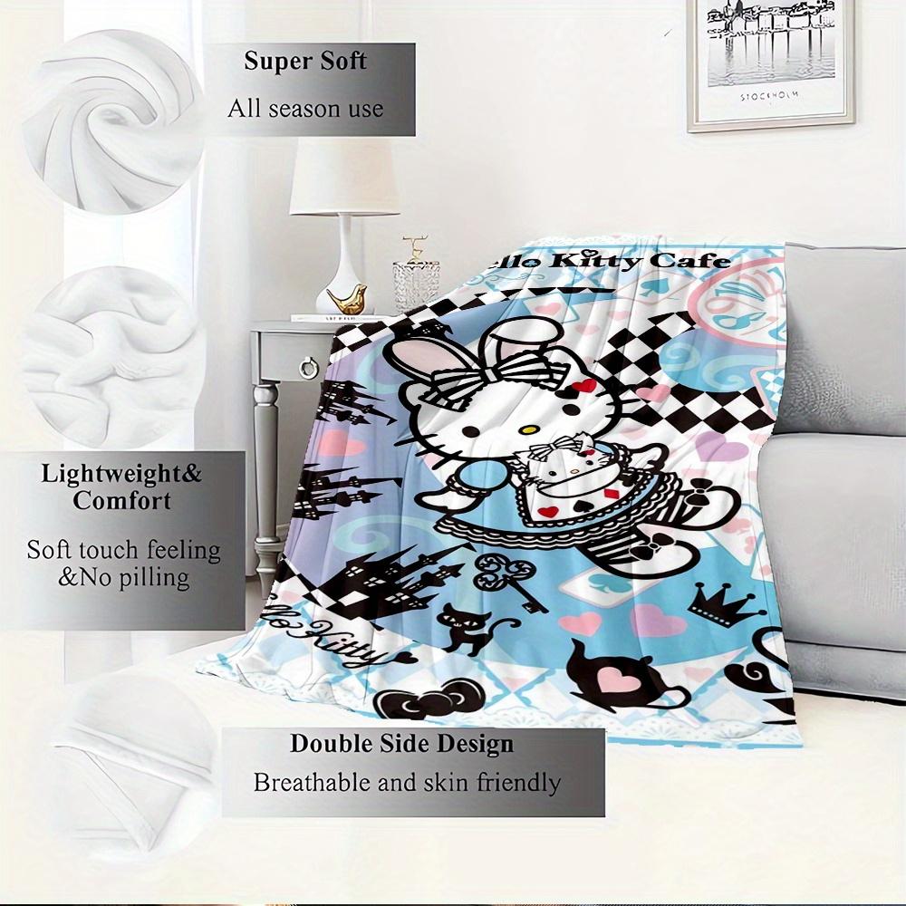 1pc Hello Kitty, Cafe, WonderlandDigital Print Fleece Blanket - Contemporary Style, Suitable for All Seasons, Perfect for Home, Travel, or C