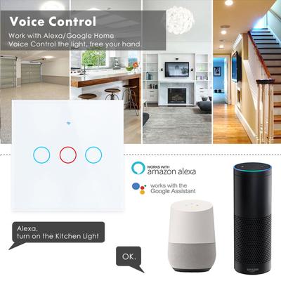 Tuya WiFi Smart Switch EU/US RF433Mhz Touch Switch Need Neutral Wire Smart Life APP Work with Alexa Google 1/2/3/4Gang