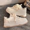 Round-toe Lace-up Casual White Thick-soled Vulcanized Shoes Seasonal New Comfortable Flat-soled Fashion Sneakers