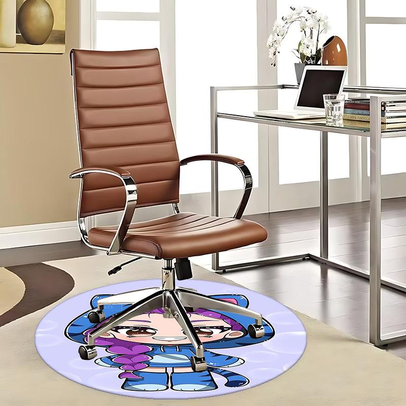 1 Stück Anime-Design Tiger Hoodie Runder Teppich - Bürostuhlmatte, Rutschfester Teppich für Heimdekoration, Saisonales Geschenk, Geeignet für Büro, Wohnzimmer
