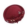 New British Retro Top Hats Diamond Flower Applique Formal Stewardess Hat Concave Top Solid Flight Attendant Hat for Party