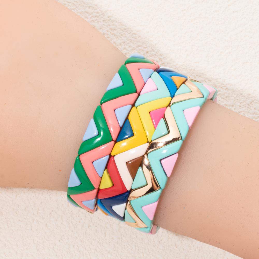 2026 Hot Selling Fashion Fashion Patchwork Bracelet Bohemian Style Can Be Folded Wear DIY Mixed Color Enamel Beaded Bracelet