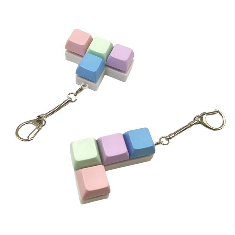 Creative Decompression Keyboard Fidget Toy Macaron Keycaps Fidget Keychain Stress Relief Mini Toy Pendant