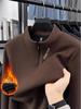 Men's Plush Half-Zip Stand Collar Fleece Sweatshirt for Autumn/Winter
