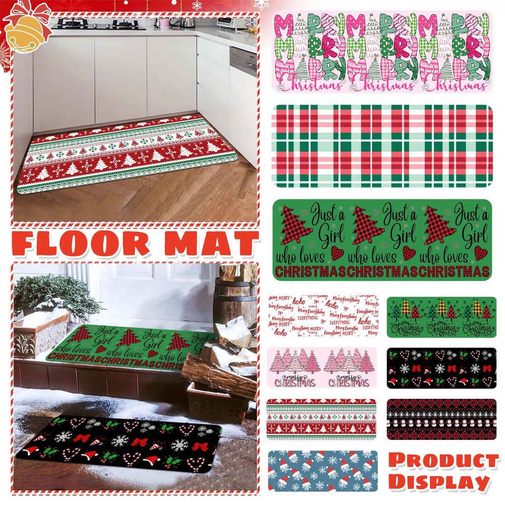 Christmas Kitchen Anti-slip Mat Carpet Flannel Doormat