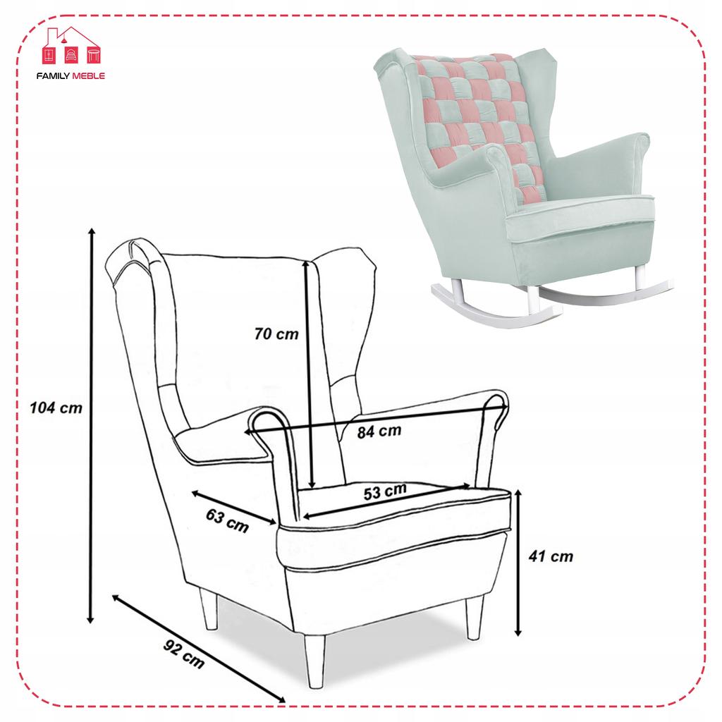 Rocking Chair Carol Duo Family Furniture Pink Blue Checkerboard Velvet