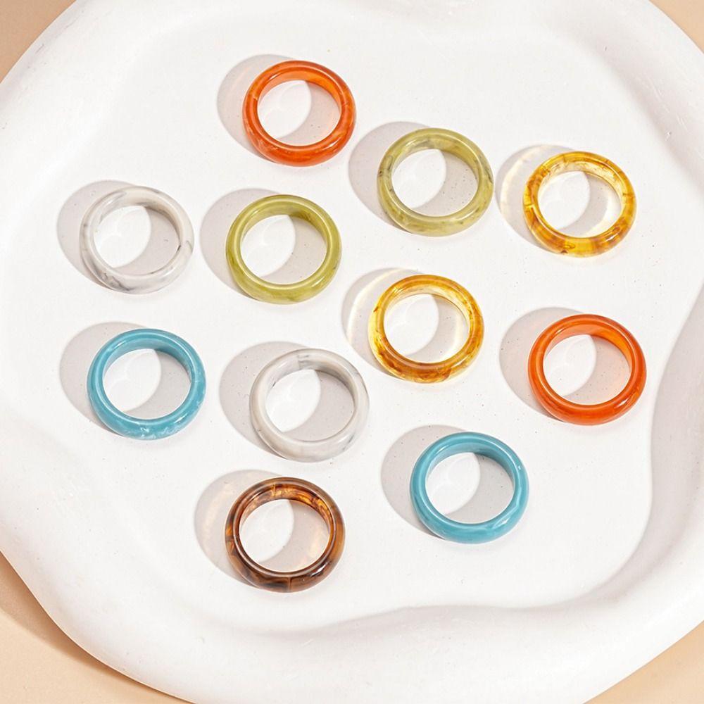 Korean Style Candy Color Finger Buckle Dopamine Geometric Forefinger Ring Solid Resin Ring  Gift