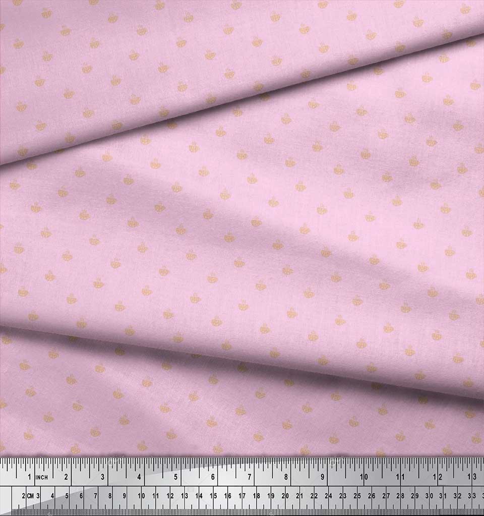 Soimoi Japan Crepe Satin Fabric Tea Cup Shirting Print Fabric by Metre 42 Inch