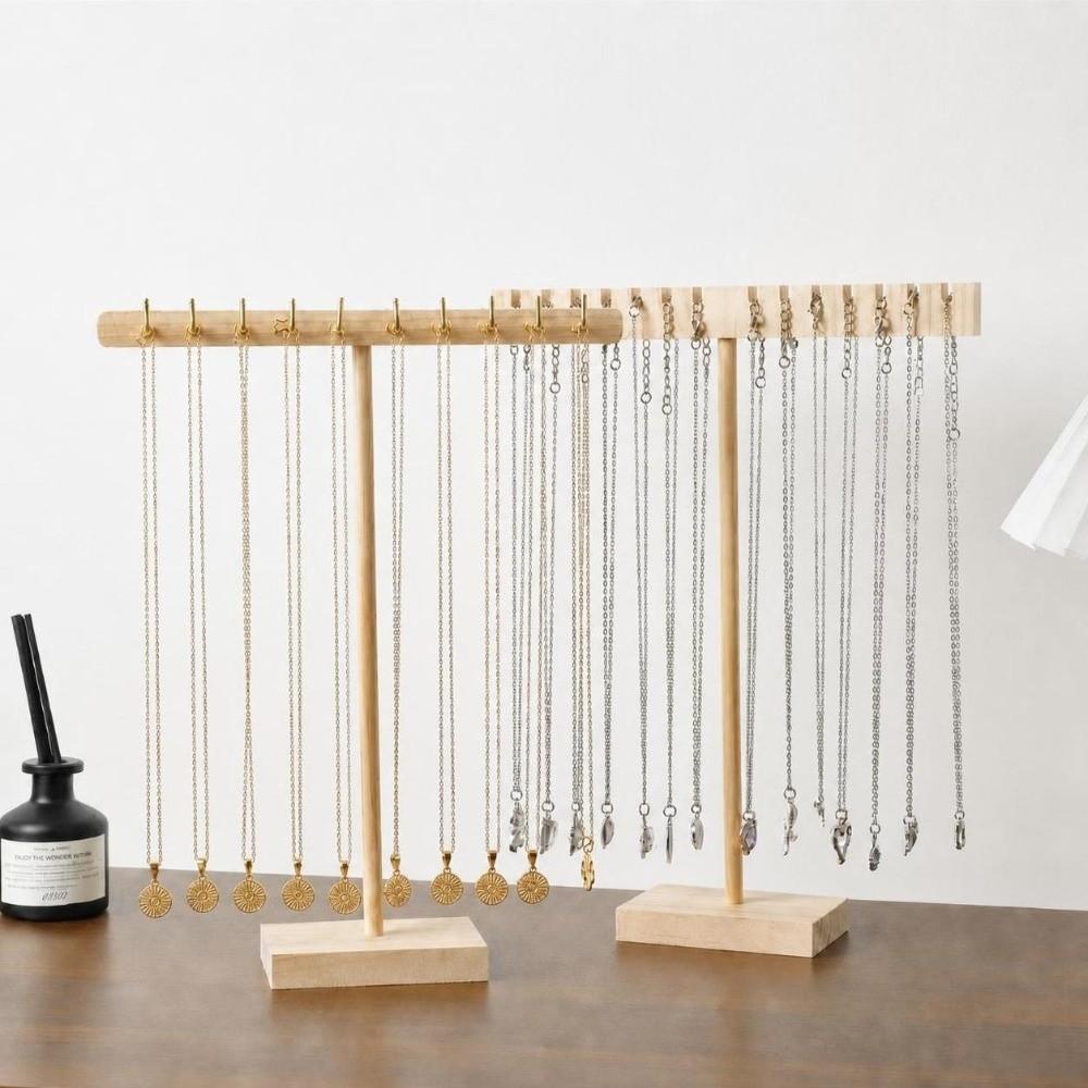 Countertop Use T-bar Jewelry Display Rack Wooden Bracelet Hanging Holder Home Decoration