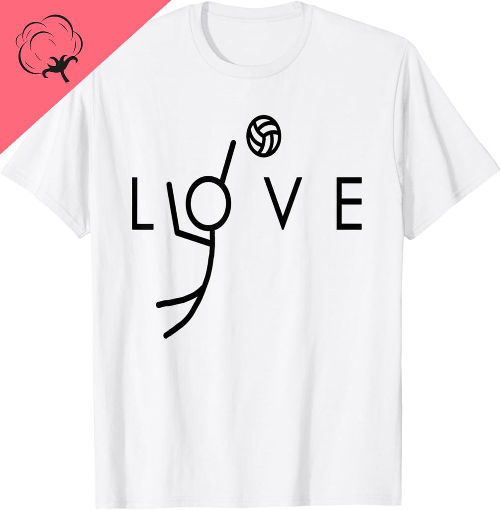 Liebe Volleyball Design - Teenager Mädchen Volleyball T-Shirt Baumwolle Unisex Sommer Streetwear Tops Print on Demand T-Shirt Herren