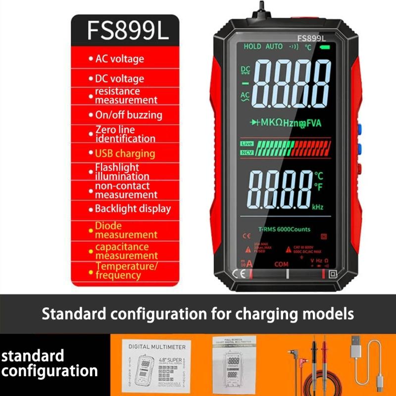 High Resolution Color Screen Digital Multimeter Auto Ranging For Electricians Industrial Use Electric Current Resistance Frequency Testing