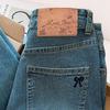 Sibaishi Women's High-Waist Straight-Leg Washed Jeans