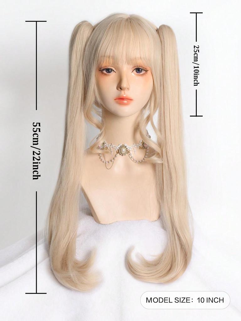 Short Straight Hair Ponytail Wig with Bangs for Women Anime Cosplay Costume Halloween Party Wig