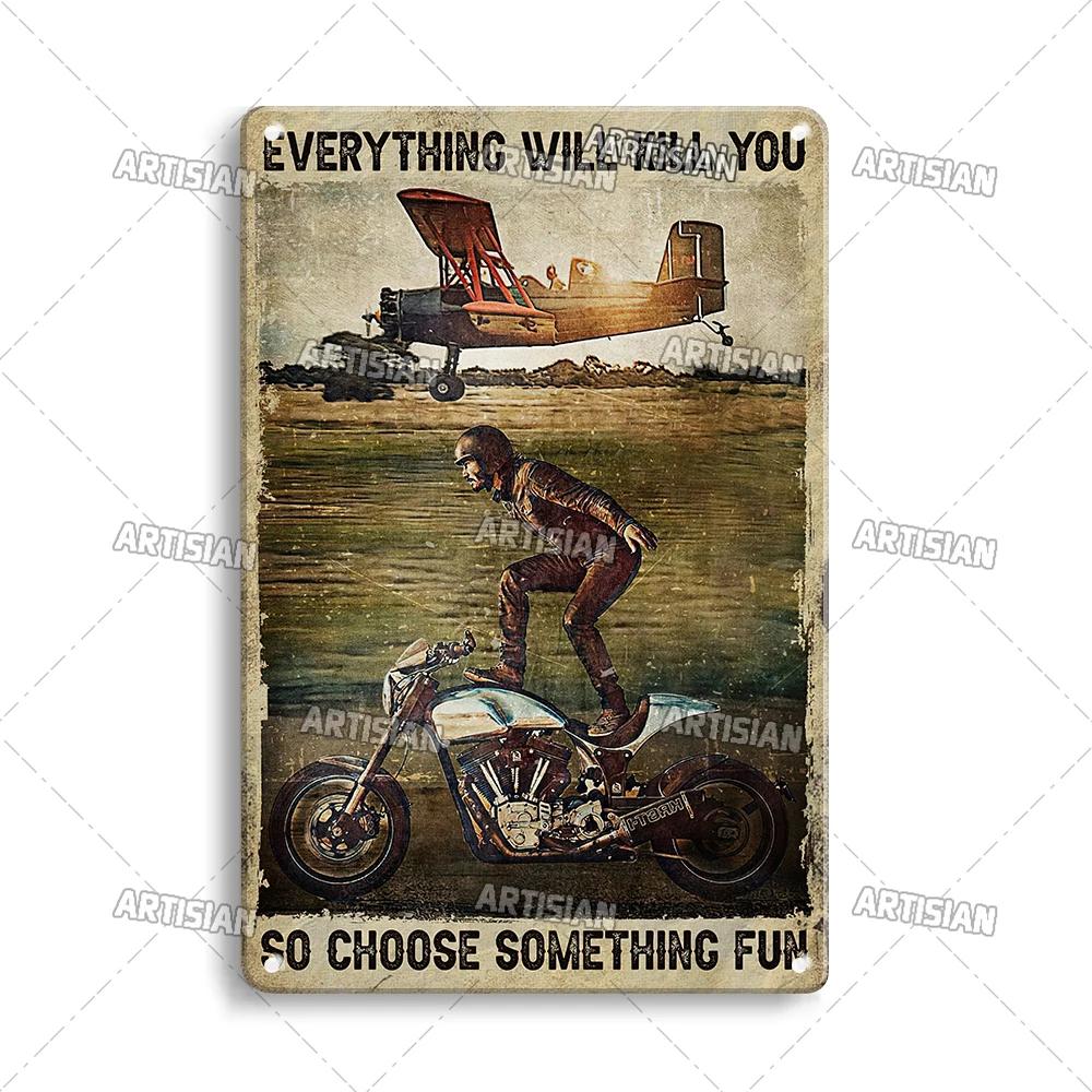 ARTISIAN Vintage Motorcycle Metal Tin Sign Decorative Plate Wall Art Metal Poster Bar Home Metal Plaque Studio Industrial Decor