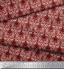 Soimoi Red Japan Crepe Satin Fabric Palmette Damask Decor Fabric Printed Metre 42 Inch