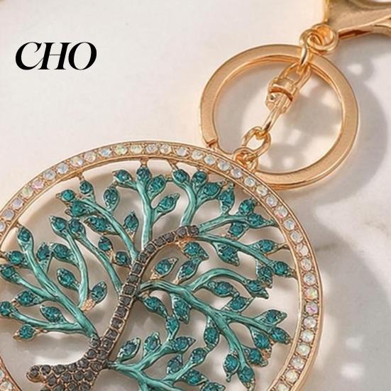 Colorful Keychain Pendant Rhinestones Inlaid Tree of Life Design Decorative Enamel Craftsmanship Key Chain with Anti-Oxidation Lobster Clasp Backpacks