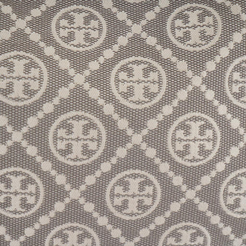 Tory Burch Romy T Monogram Soft Portable Sculptural Button Logo Adjustable Shoulder Strap Fabric And Leather Shoulder Bag Small 178215-020