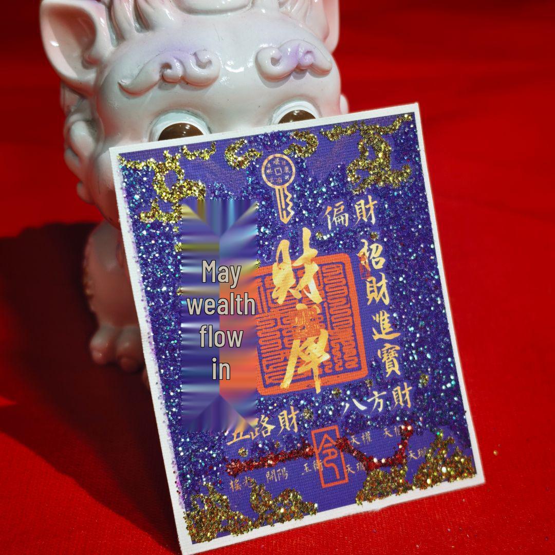Thangka Colored Gold Painting - Nine-Tailed Fox Buddhist Art