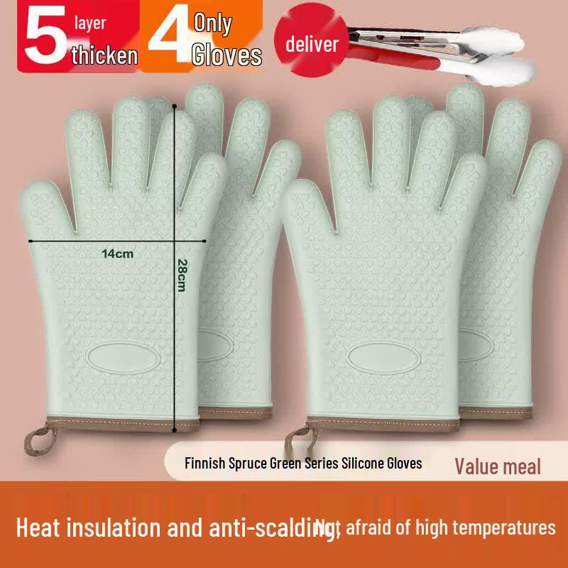 ZISIZ Thickened Silicone Heat Resistant Oven Mitt