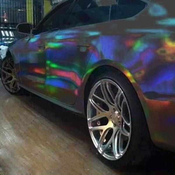 Buy Holographic Black Rainbow Neo Chrome Car Vinyl Wrap Air Bubble Free ...