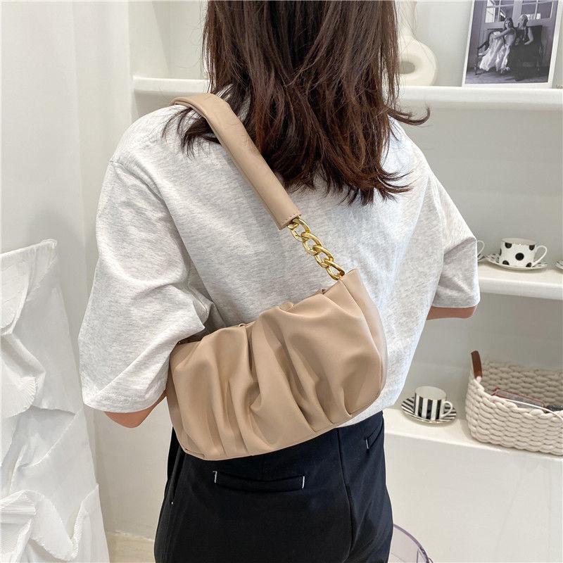 Geantă de damă cu stil avansat, la modă și versatilă, plisată, tip nor, geantă crossbody, cu bandă largă, geantă de umăr cu un singur braț, geantă de mână pentru femei