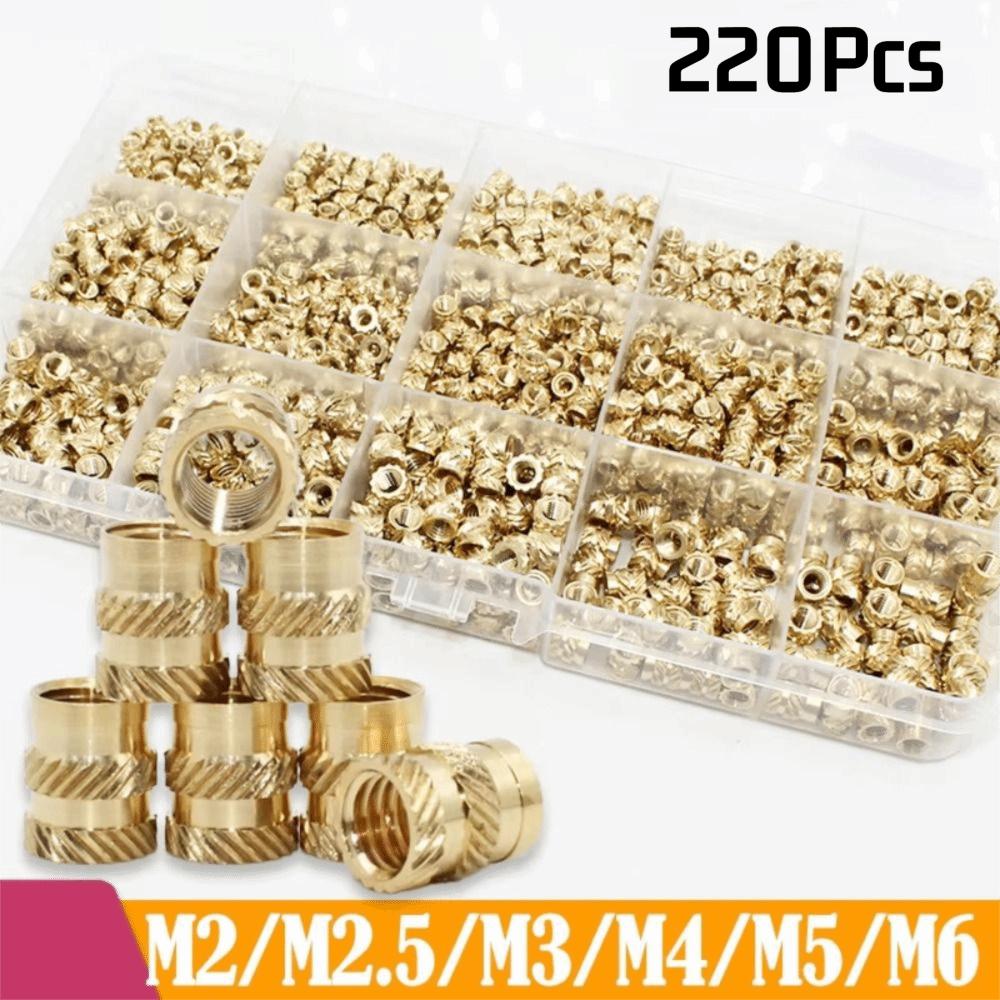 220Pcs M2 M2.5 M3 M4 M5 M6 Heat Set Insert Nuts Knurled Surface Threaded Inserts  Resin Models