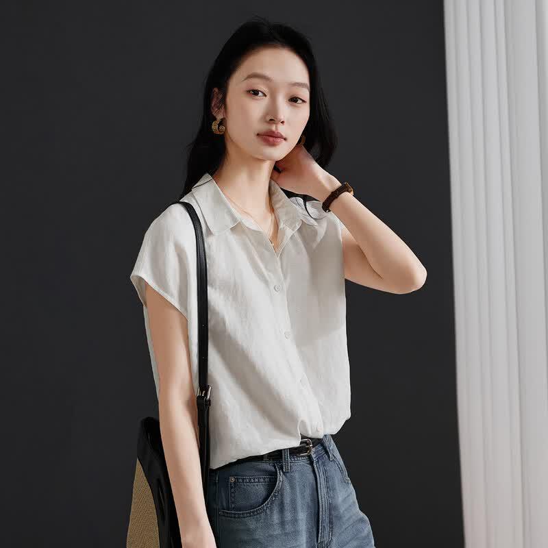 SOFSIL Women s Relaxed Fit Linen Lapel Shirt L белый