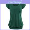 Elegant Women's Fashion Summer V-neck Short Sleeve Pleated Loose Blouse Plus Size