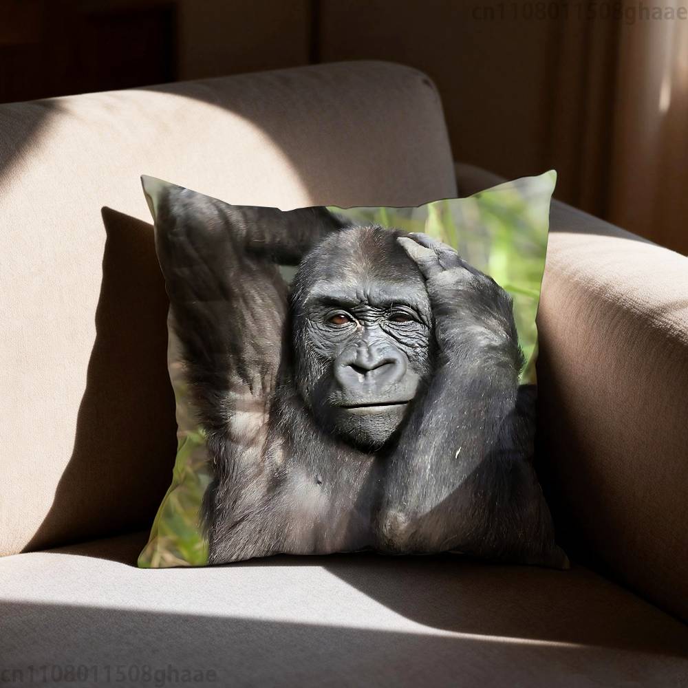 

Funny Cute Monkey Pillow Case Sofa Living Room Bedroom Headboard Backrest Cushion Square Cushion Nap Time 30cmx30cm