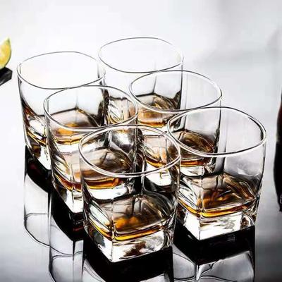 1/2/4PCS Set 235ml/8.1oz Thick Bottom Glass Cup Exquisite Glass Square Whiskey Glass Thickening Cups Wholesale Square Glass Cup