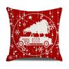Christmas Pillow Case Linen Print Red Festive Home Cushion Living Room Cushion