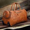 Handmade Leather Trolley Duffel: Personalized Mens Weekender Holdall Bag Gift him