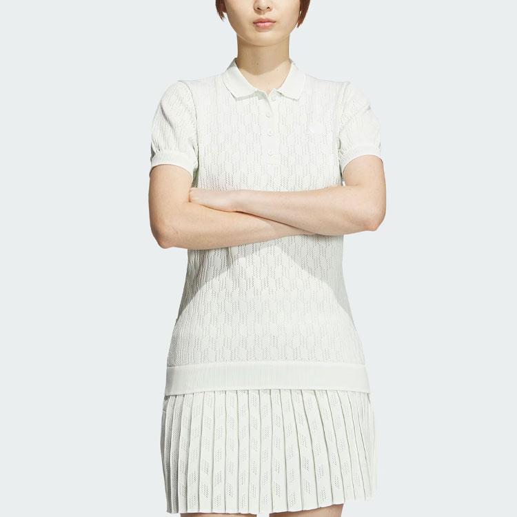 adidas Primeknit Short Sleeve Polo Shirt Solid Color Golf Polo Shirt Women Tops Light-Green IN6617