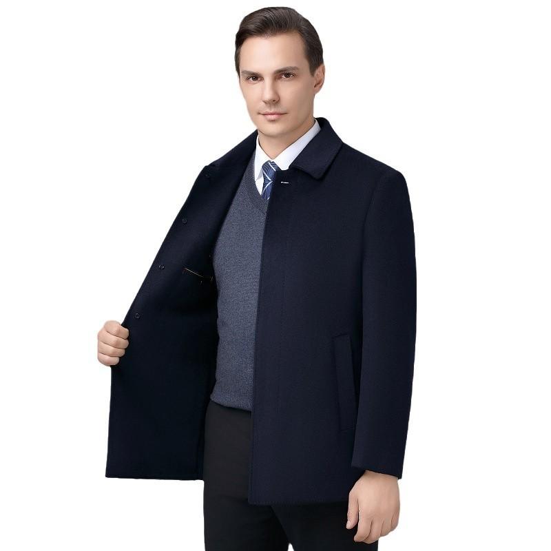 Autumn and winter woolen coats for middle-aged men, business casual, double-sided cashmere short woolen coats