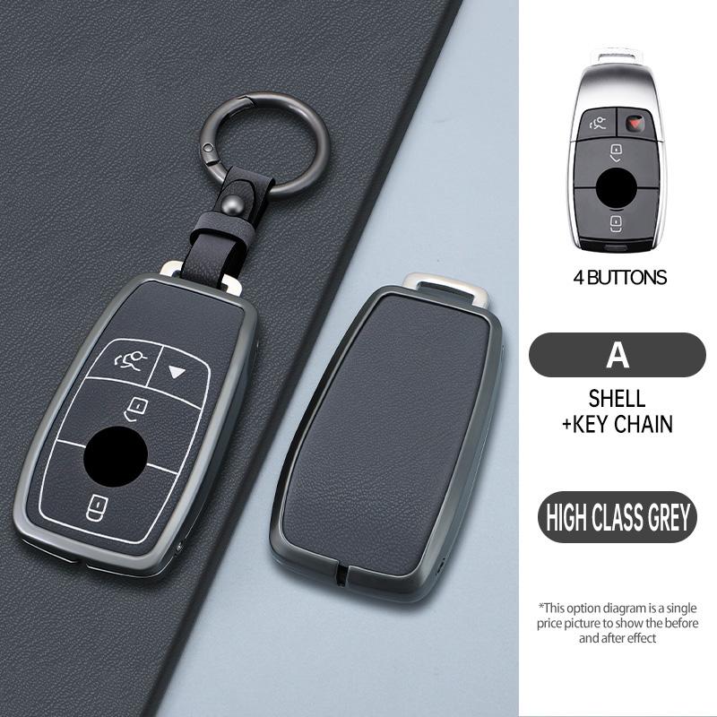 Styling Mouldings 3/4 Button Zinc Alloy Key Fob Cover Case For 2019 2020 Mercedes-Benz A220 E63S AMG E-Class GLE 350 4MATIC E300