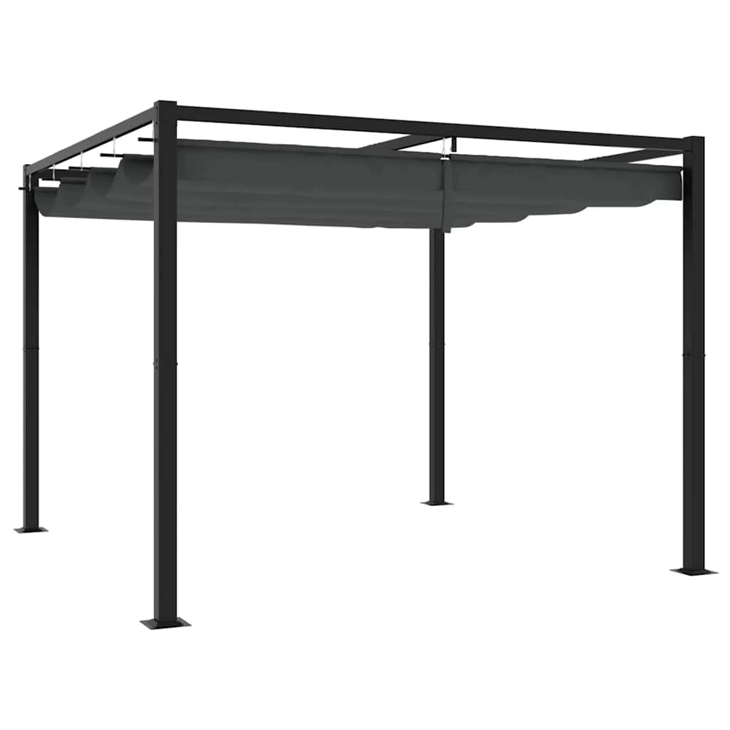 Vidaxl Garden Gazebo With Retractable Roof, Anthracite, 3X3 M, Steel