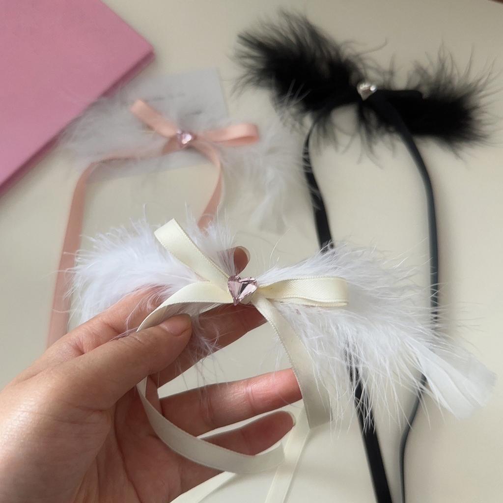 Wing Heart Hair Clip Bows Balletcore Sweet Bows Flat Clip Balletcore Hairpin Bows Elegant Hair Clip for Bunches