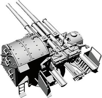 Seed Hobby 1/350 Japanese Navy Type 89 12.7cm Twin Anti-Aircraft Gun (without Shield) (Early Model) (Set of 4) Plastic Model Kit Parts SDH350004 (Ship