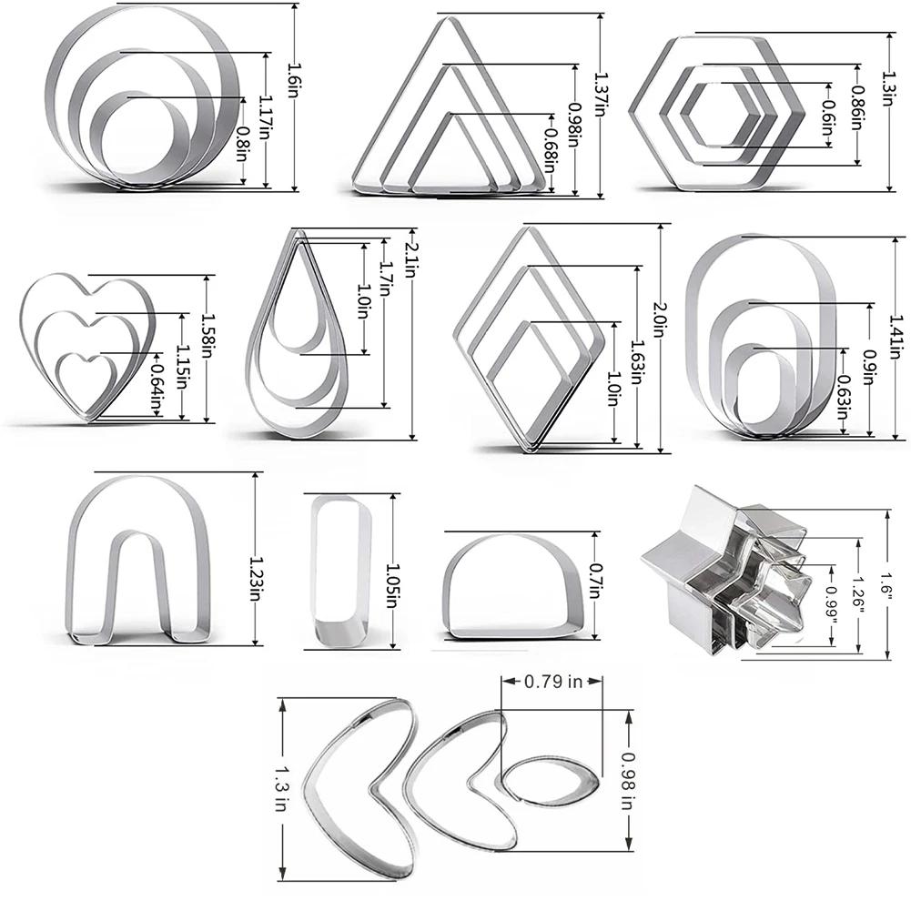 30 Stück Edelstahl Polymer Clay Ohrring Ausstecher Backform Handgefertigt DIY Basteln für Küche Backen Schmuckherstellung Kuchen