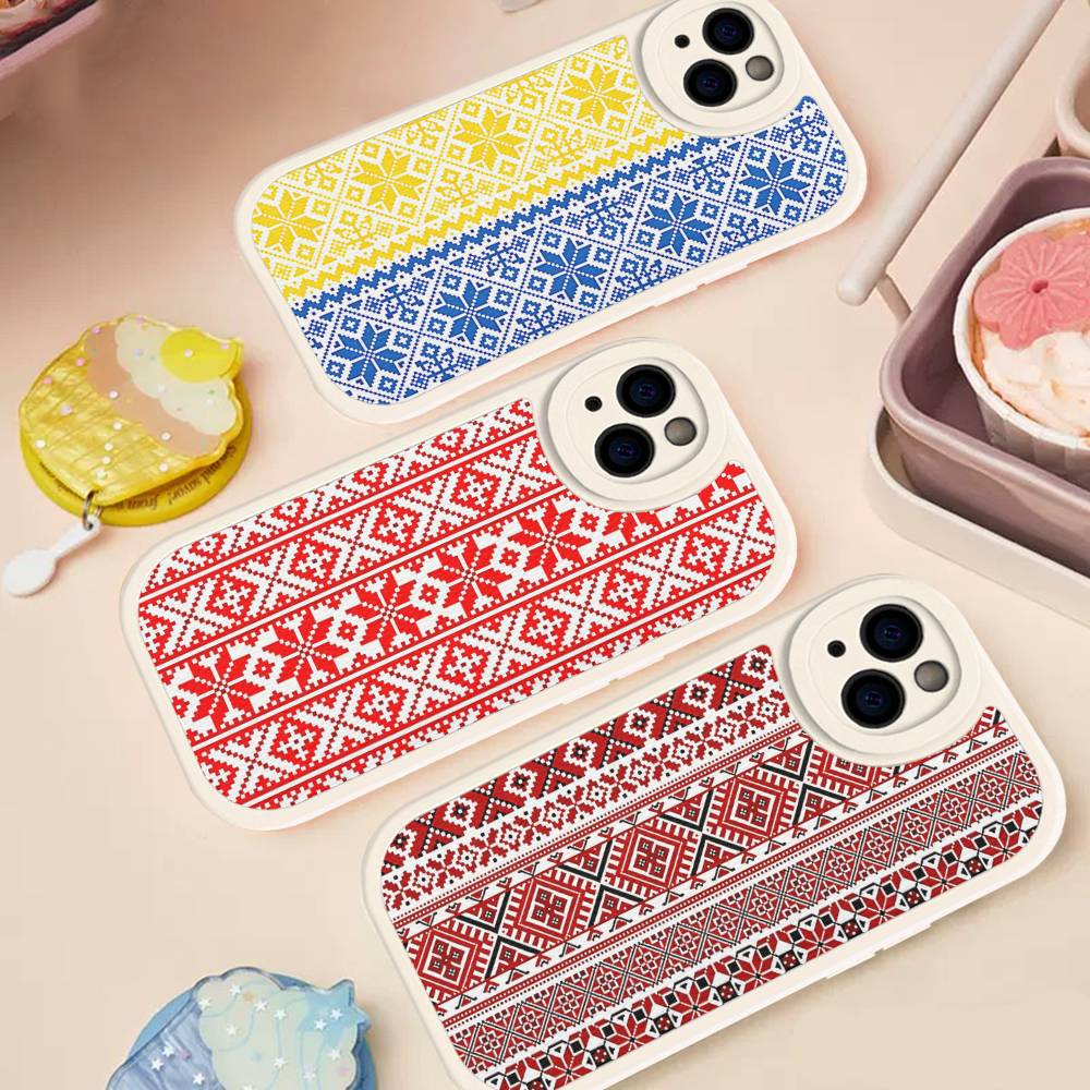 G-Ukraine Ornament Pattern Phone Case For IPhone 16 15 14 13 12 11 Pro Max Plus Leather Soft Cover