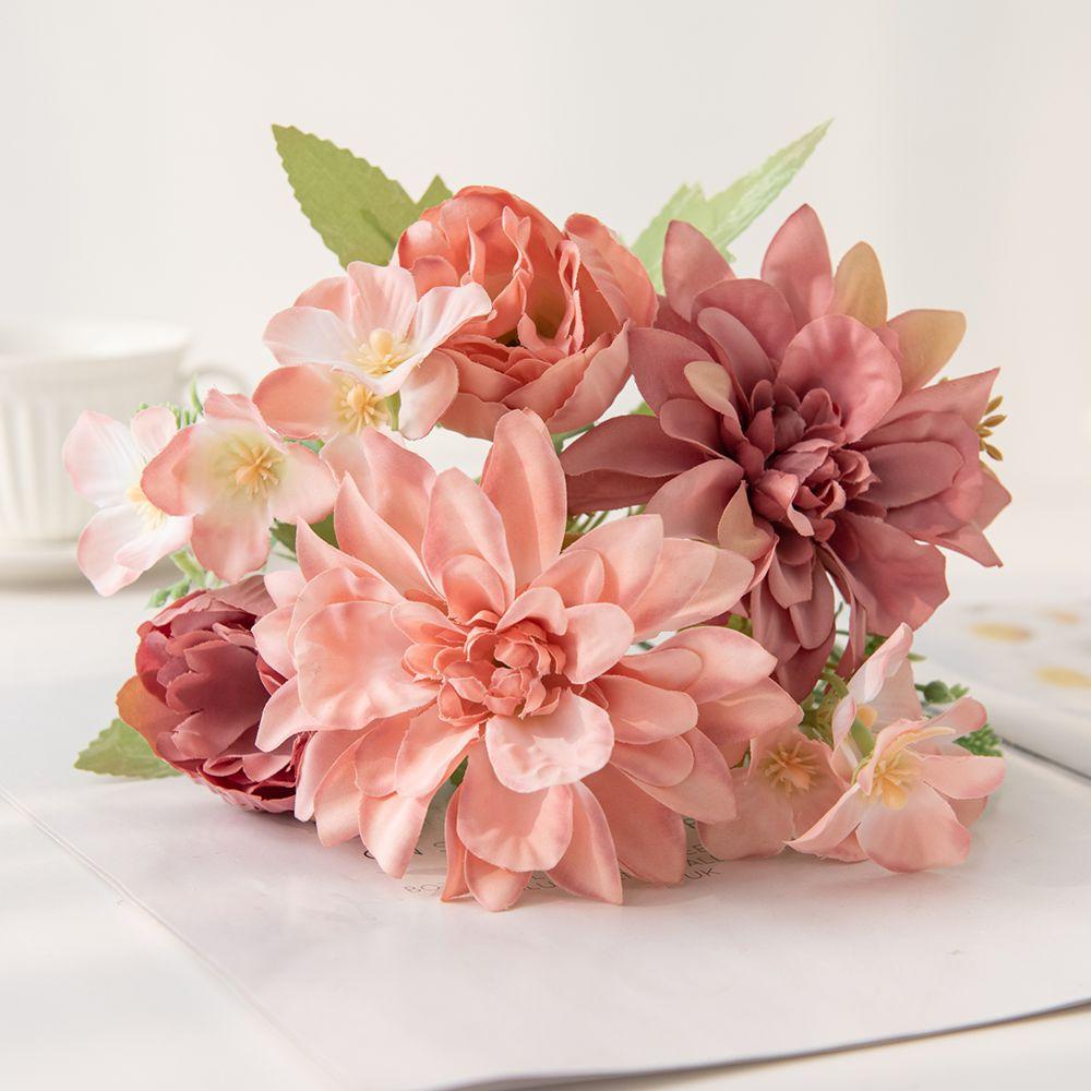 

Artificial Flower Silk Dahlia Peony High Quality Holiday Wedding Bridal Bouquets Home Vases Table Diy Gift Scrapbook Decorations 1PC