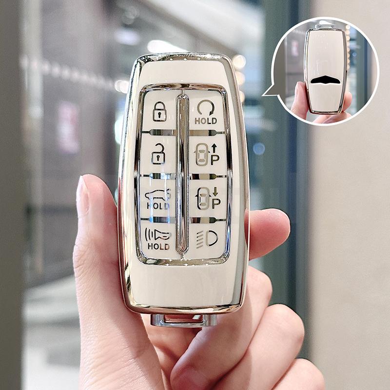 Auto Keyless Soft Tpu Car Key Case For Hyundai Gv80 Gv90 G70 G80 G90 Gv70 For Genesis Shell Fob Cover Keychain Accessories